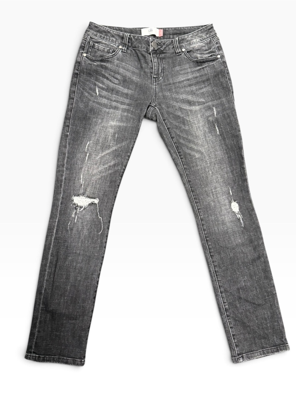 CAbi Women's Gray Distressed Skinny Jeans